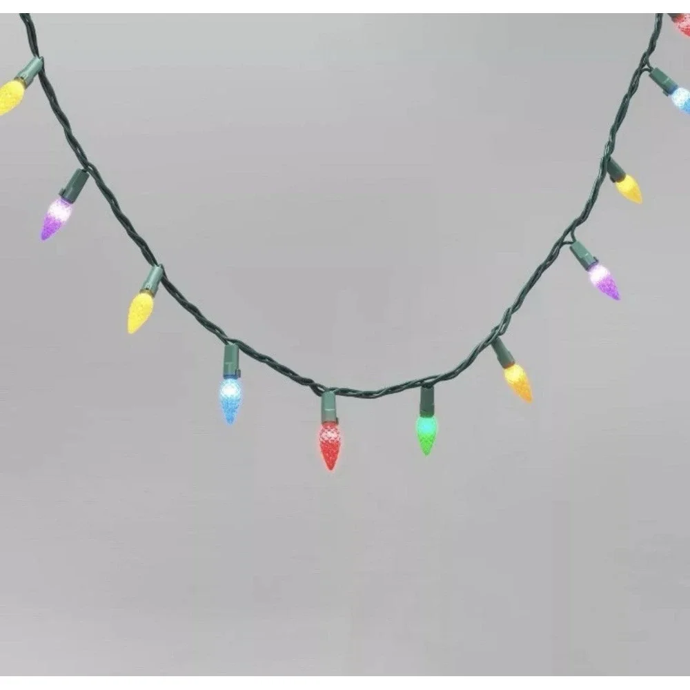 Wondershop 60 LED Faceted C6 Christmas String Lights/Twinkling/Multi-color - NEW